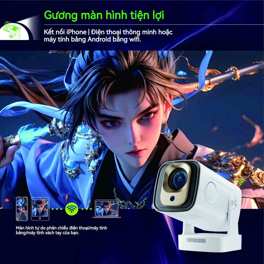 Máy chiếu mini HY260pro Tự động lấy nét Android 11 Full HD 1080P 4K WiFi 2,4/5G Hỗ trợ giọng nói Kết nối điện thoại ipd | BigBuy360 - bigbuy360.vn