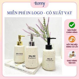  Bình sứ đựng dầu gội lọ chiết nước rửa tay chai chiết sữa tắm gốm sứ Bát Tràng dùng cho khách sạn TT14-vòi VN 300ml 