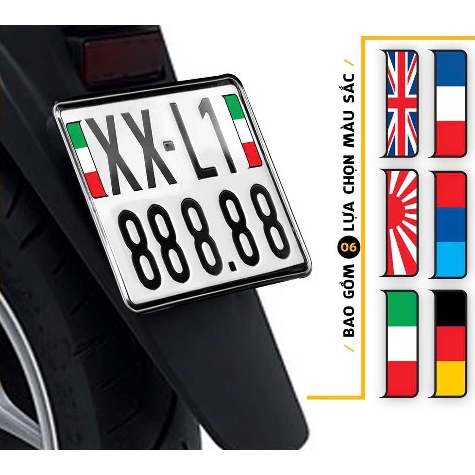 Tem Dán Biển Số Xe Mẫu Cờ Các Nước Phản Quang | Sticker Dán Biển Số Xe Máy, Ô Tô, Xe Điện Bền Màu