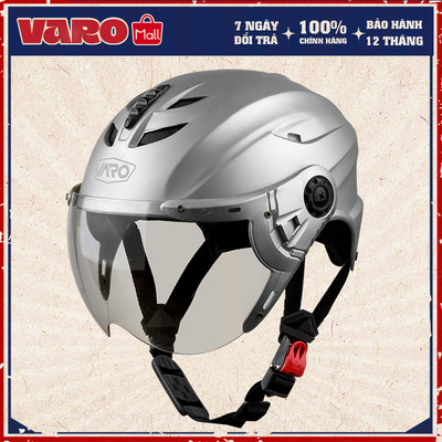Mũ bảo hiểm nửa đầu VARO 760K Bạc lót ép nhiệt có thông gió làm mát - BH 12 tháng