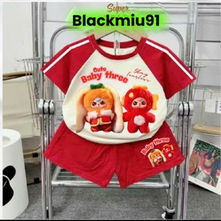 Bộ Đồ Cho Bé Gái in hình Kuromii,Pan-das,Babythree, Labubu phồi tay Size 8-50kg Siêu hot dễ thương NH914