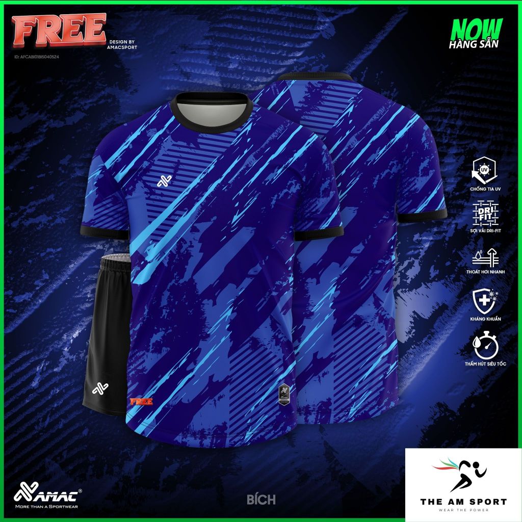 [In Tên & Số] Bộ Quần Áo Đá Bóng AMAC Free - Thoáng Mát, Thấm Hút Tốt | The AM Sport