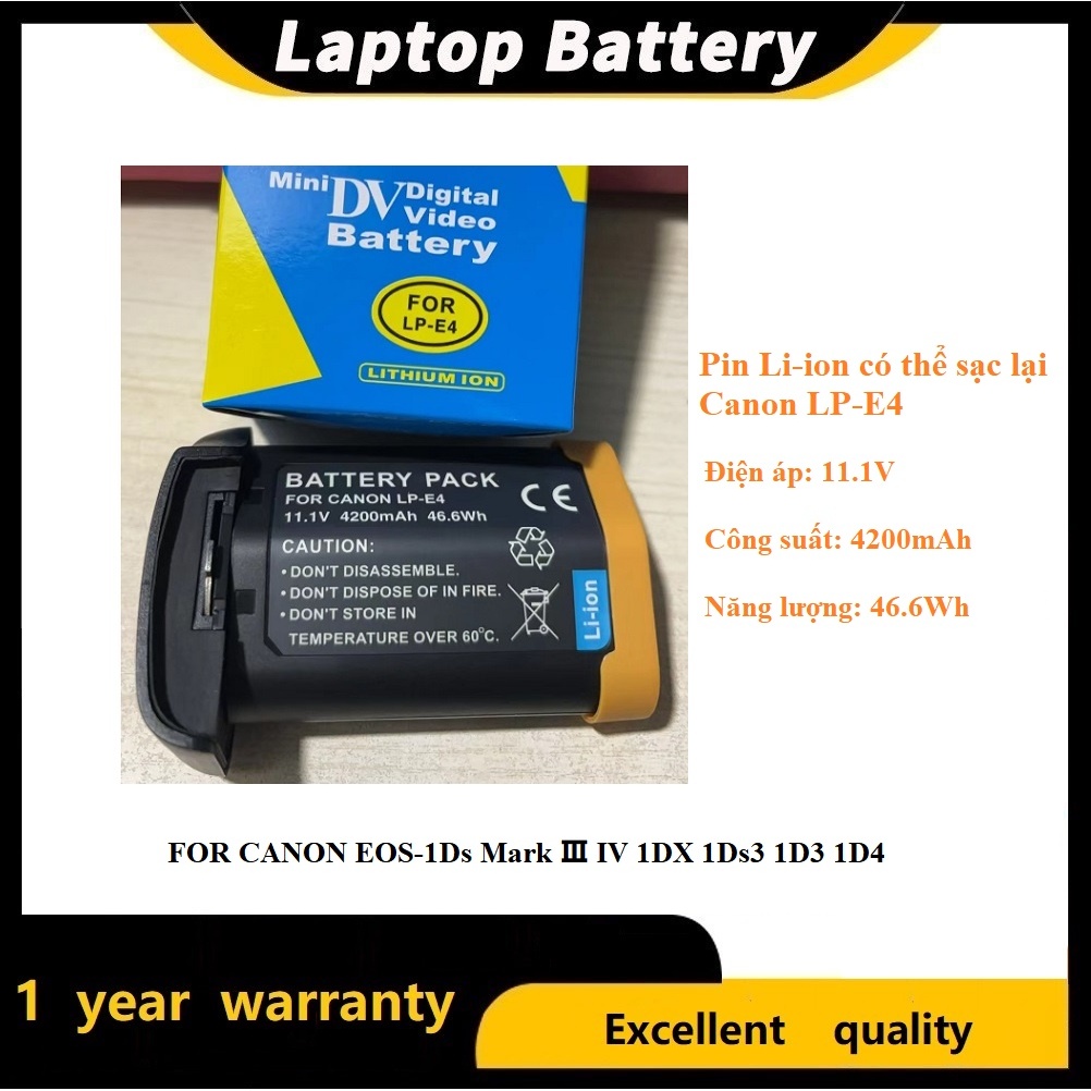 ☪Pin sạc LP-E4 phù hợp với Canon EOS-1Ds Mark III. IV 1DX 1Ds3 1D3 1D4 4200mAh