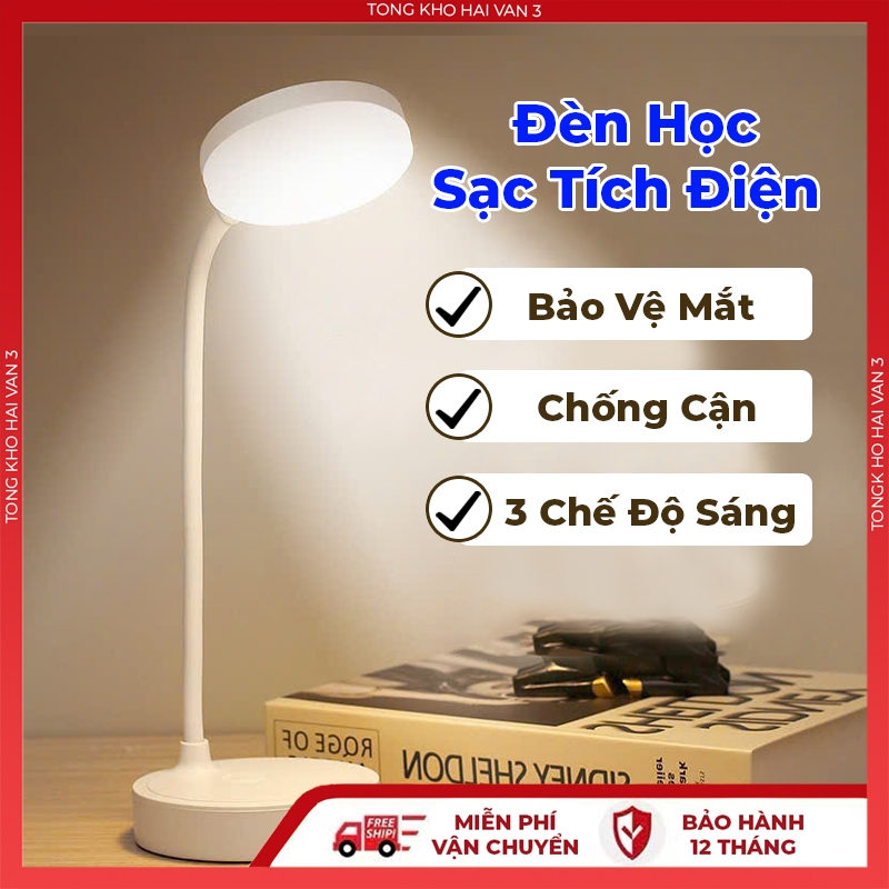 Đèn Học Để Bàn Chống Cận M1 Sạc Tích Điện, Bảo Vệ Mắt, 3 Chế Độ Sáng Thông Minh Hàng đẹp