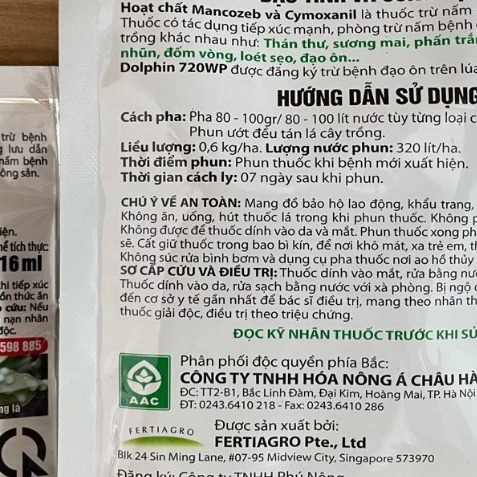Bộ Thuốc Trừ Bệnh Azosaic 400SC + Cá Sấu Chúa Dolphin 720WP - Sạch Bệnh, Xanh Lá: Dùng Cho Bắp Cải,D