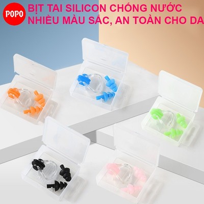 Bịt tai kẹp mũi ngăn nước khi bơi lội POPO sử dụng cùng kính bơi mũ bơi nón bơi