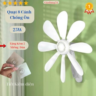    Loại 1   Quạt Trần 8 Cánh 8-25W Không Tiếng Ồn 220V 50Hz Kèm Móc Dính Treo Tiện Lợi Cánh 42Cm 