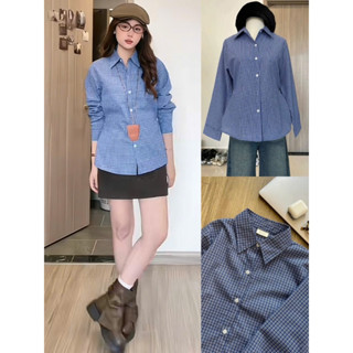 Áo sơ mi nữ A.707, Áo sơ mi cổ đức kẻ caro tay dài dáng vừa có thắt eo nhẹ trẻ trung, năng động - Shop Chấm Bi