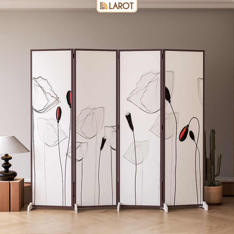 Vách ngăn bình phong phong thuỷ khung gỗ tự nhiên in trên nền vải canvas nhãn hiệu GAPI - GP392