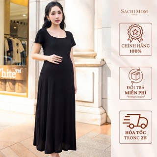  Đầm Bầu SACHIMOM - Váy Bầu Dáng Dài Cổ Vuông Ôm Body HELI DRESS 