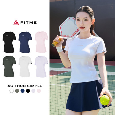 Áo tập gym yoga nữ Fitme Simple thun basic cổ tròn thoáng khí thấm hút tốt ATSP01
