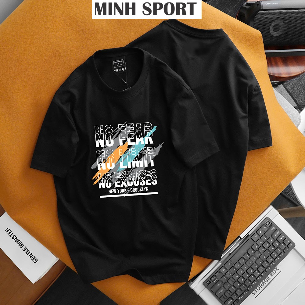 Áo Thun Nam Cotton 100% Cổ Tròn In Chữ No Fear - No Limit Cao Cấp, Vải Mềm Mịn mã AO.175
