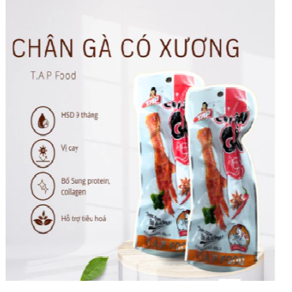 10 Gói Chân Gà Cay T.A.P Loại To 40gr ít cay sản xuất tại Việt Nam chân gà Tapfood thơm ngon