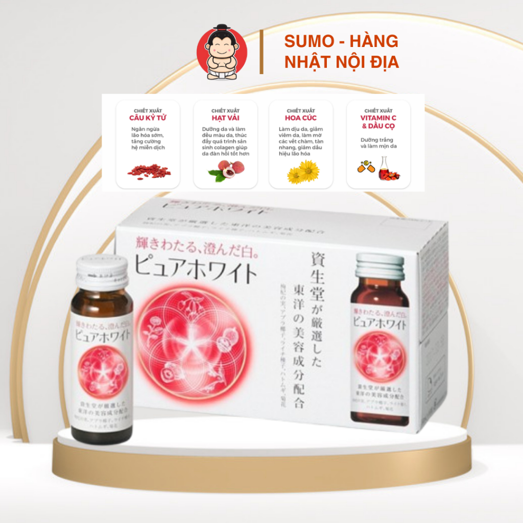 Nước Uống Trắng Da Shiseido Pure White Nhật Bản, Nước Uống Bổ Sung Vitamin C Làm Trắng Da Từ Bên Tro