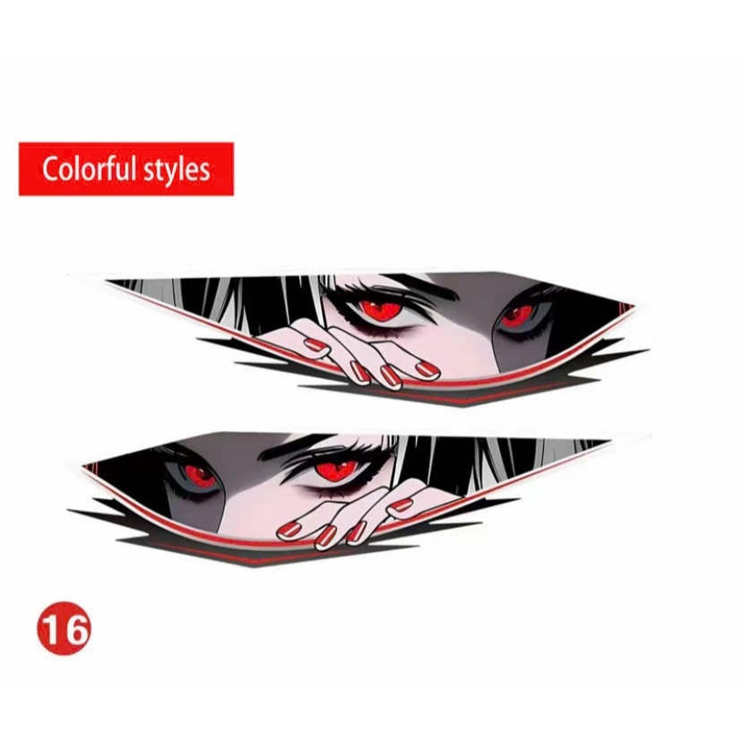 Miếng dán Mắt Anime Phản Quang 7 Màu che vết xước xe hơi hoặc mô tô ( SL : 1 Đôi )