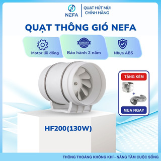  Quạt thông gió hút mùi Nefa HF200 công suất lớn 130W không gian bếp gia đình công nghiệp 20-30m2 