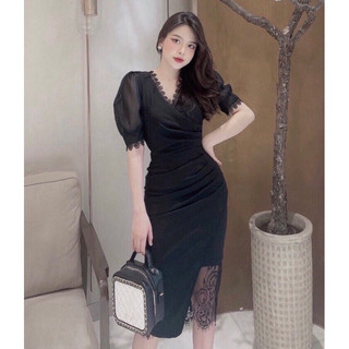 [Kèm ảnh thật] Đầm body phối ren M-2XL