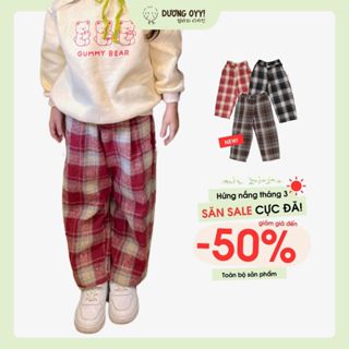 (3 màu) Quần suông dạ kẻ caro đỏ đen trẻ em size 12-40kg style Hàn Quốc dịp Giáng Sinh Năm mới | Dương Oyy 011123175