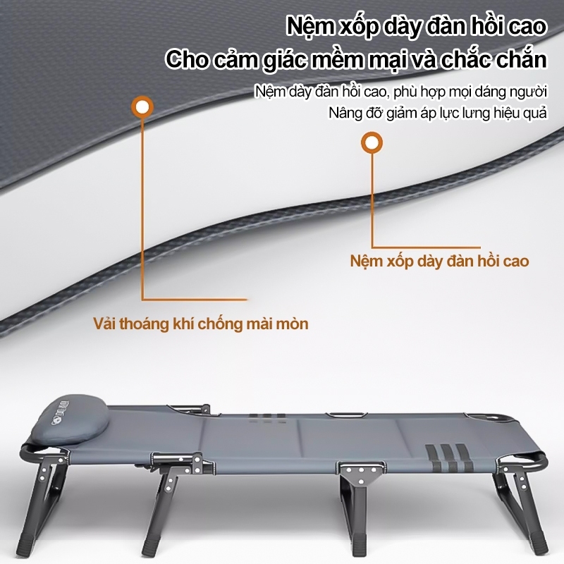 ALVIN Giường Gấp 193x62cm Ghế Thư Giãn Có Đệm - Giường Xếp Di Động Thoải Mái | BigBuy360 - bigbuy360.vn