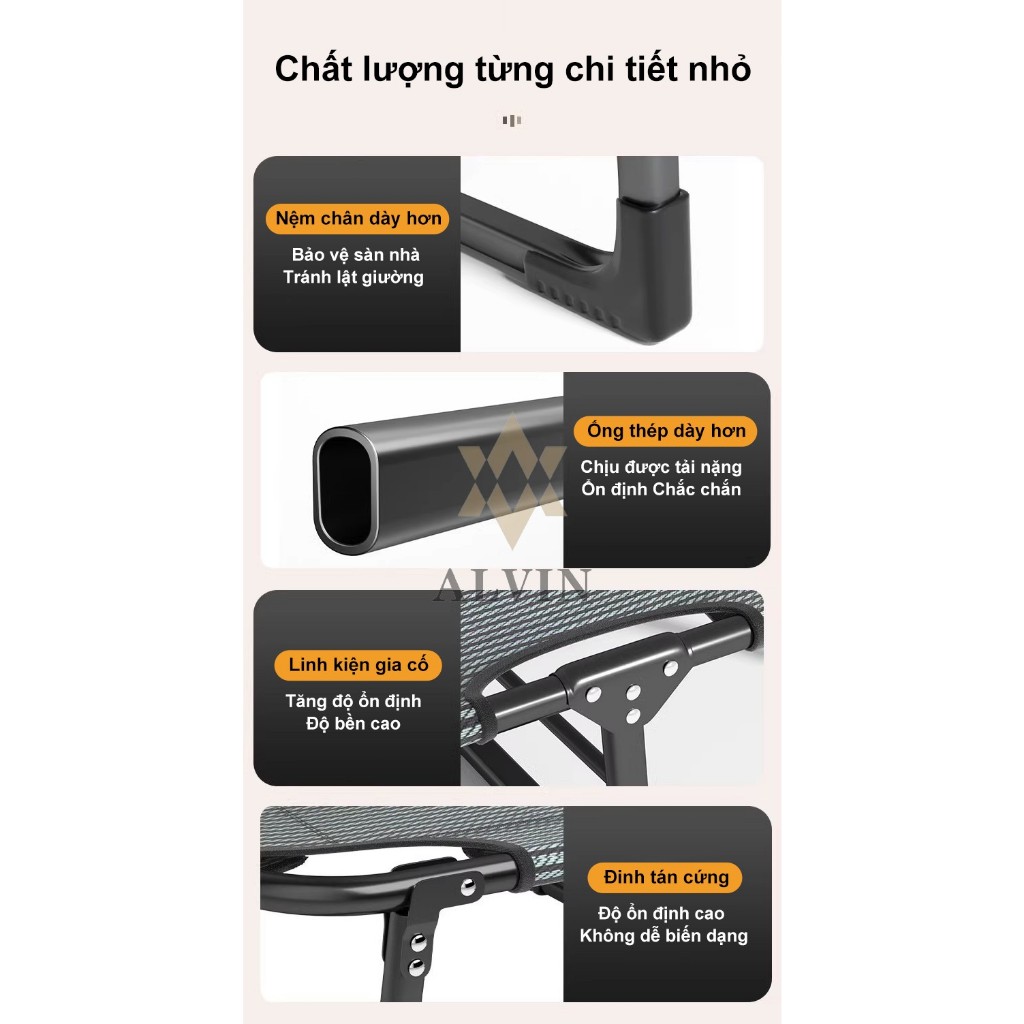 ALVIN Giường Gấp 193x62cm Ghế Thư Giãn Có Đệm - Giường Xếp Di Động Thoải Mái | BigBuy360 - bigbuy360.vn