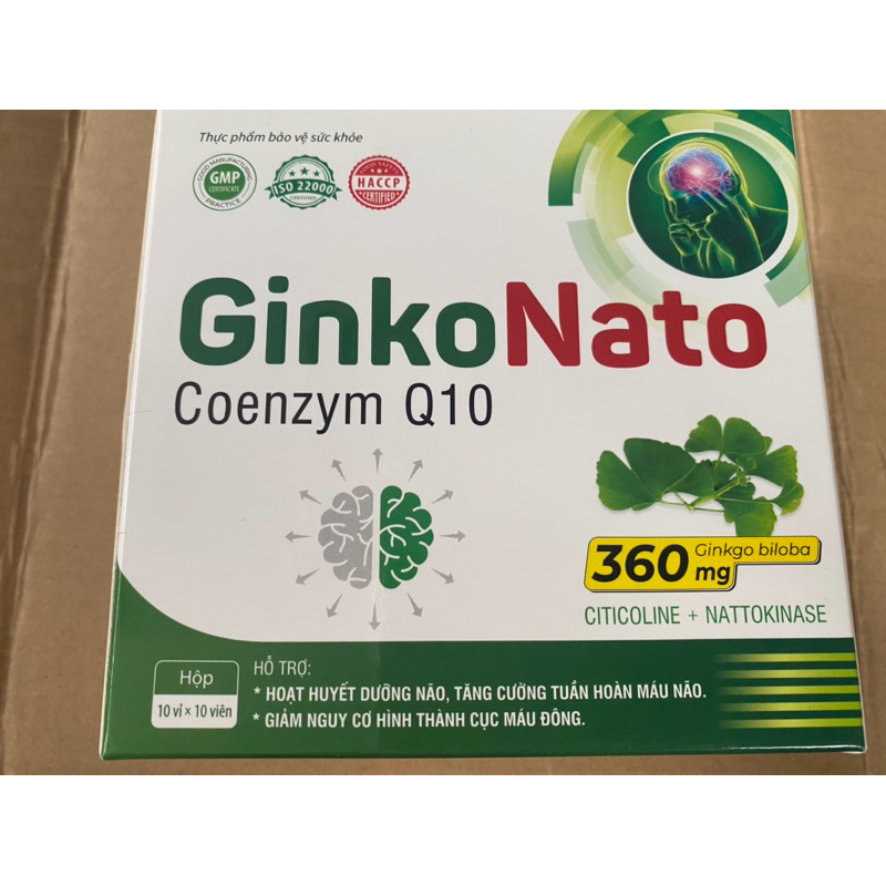 ginko nano coenzym q10 (360mg ginkgo biloba citicoline nattokinase hoạt huyết dưỡng não, tăng cường 