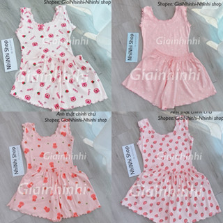 Sét đồ ngủ in hình áo ba lỗ sexxy thun co giãn, Bộ ngủ viền bèo BN0086 - NhiNhi Shop