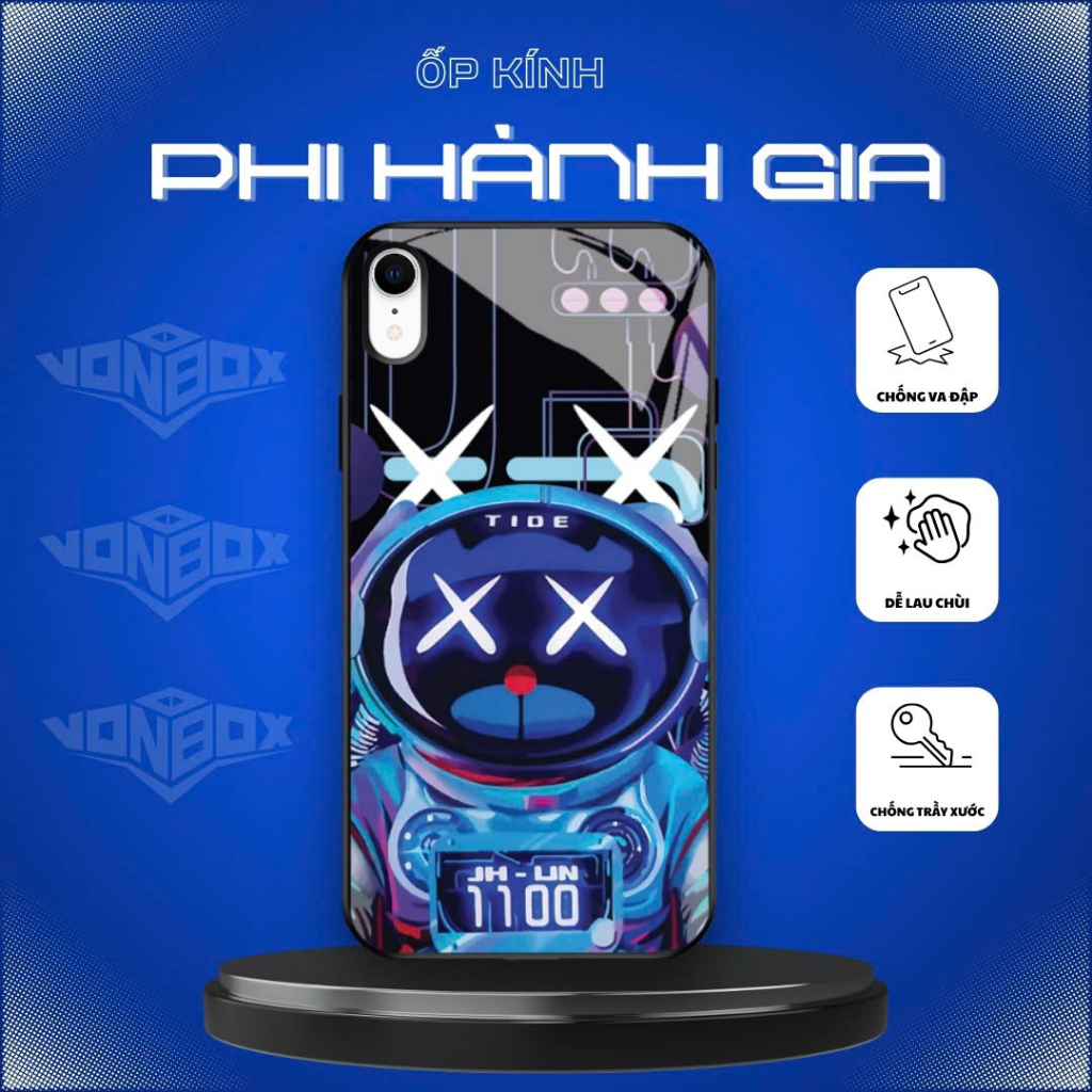 Ốp Lưng IPHONE XR Ốp kính bóng cao cấp Phi Hành Gia