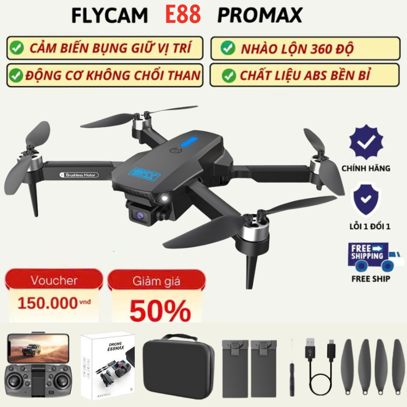  PIycam Mini Flycam Giá Rẻ Máy Bay Không Người Lái E88 MAX Camera Kép 4K Full HD,Chế Độ Cảm Biến Tránh Va Chạm Tự Động 