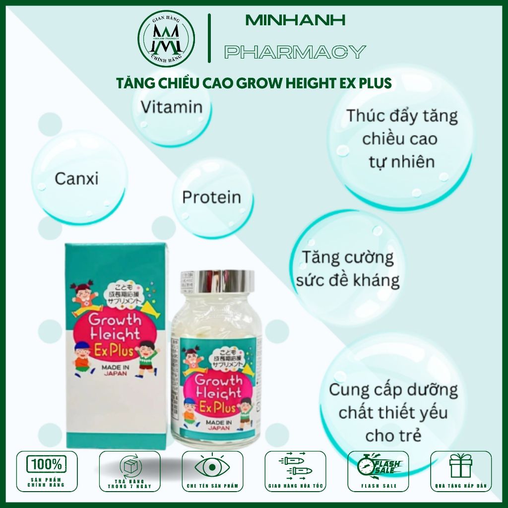 Viên uống hỗ trợ tăng chiều cao cho trẻ Growth Height EX Plus Nhật Bản hộp 300 viên