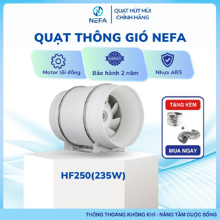 Quạt thông gió hút mùi Nefa HF250 công suất 235W, phù hợp không gian bếp nhà hàng, nhà xưởng 30-50m2