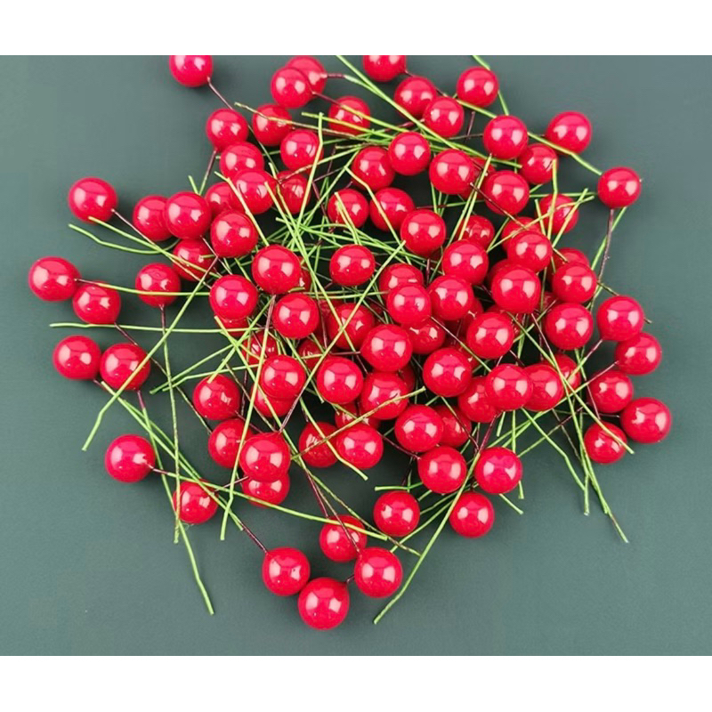 set 5 quả cherry đỏ mọng trang trí, làm thủ công