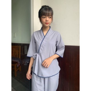 xéo nơ không thêu đồ bộ nữ đồ lam đi chùa nữ đơn giản size 40-80kg