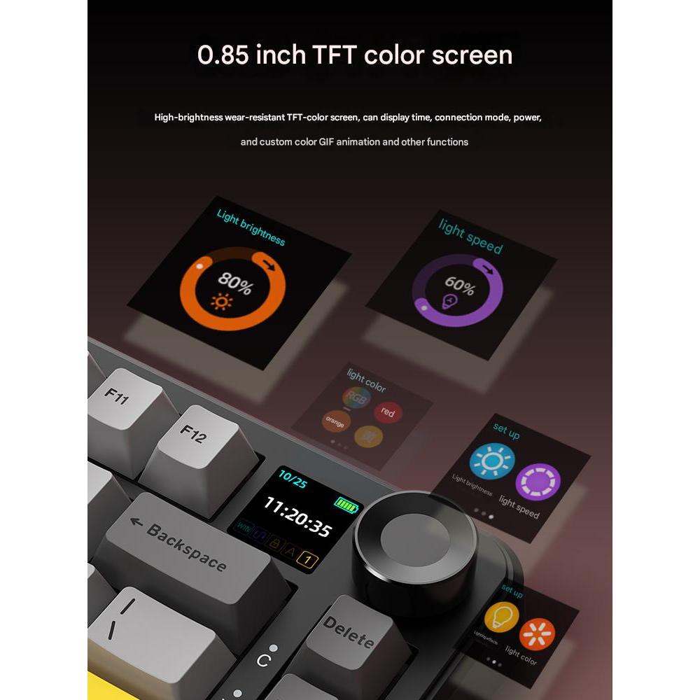 Bàn phím cơ không dây AJAZZ AK820 MAX PLUS - 3 mode kết nối - Led RGB - Màn hình TFT - Pin 8000mAh | BigBuy360 - bigbuy360.vn