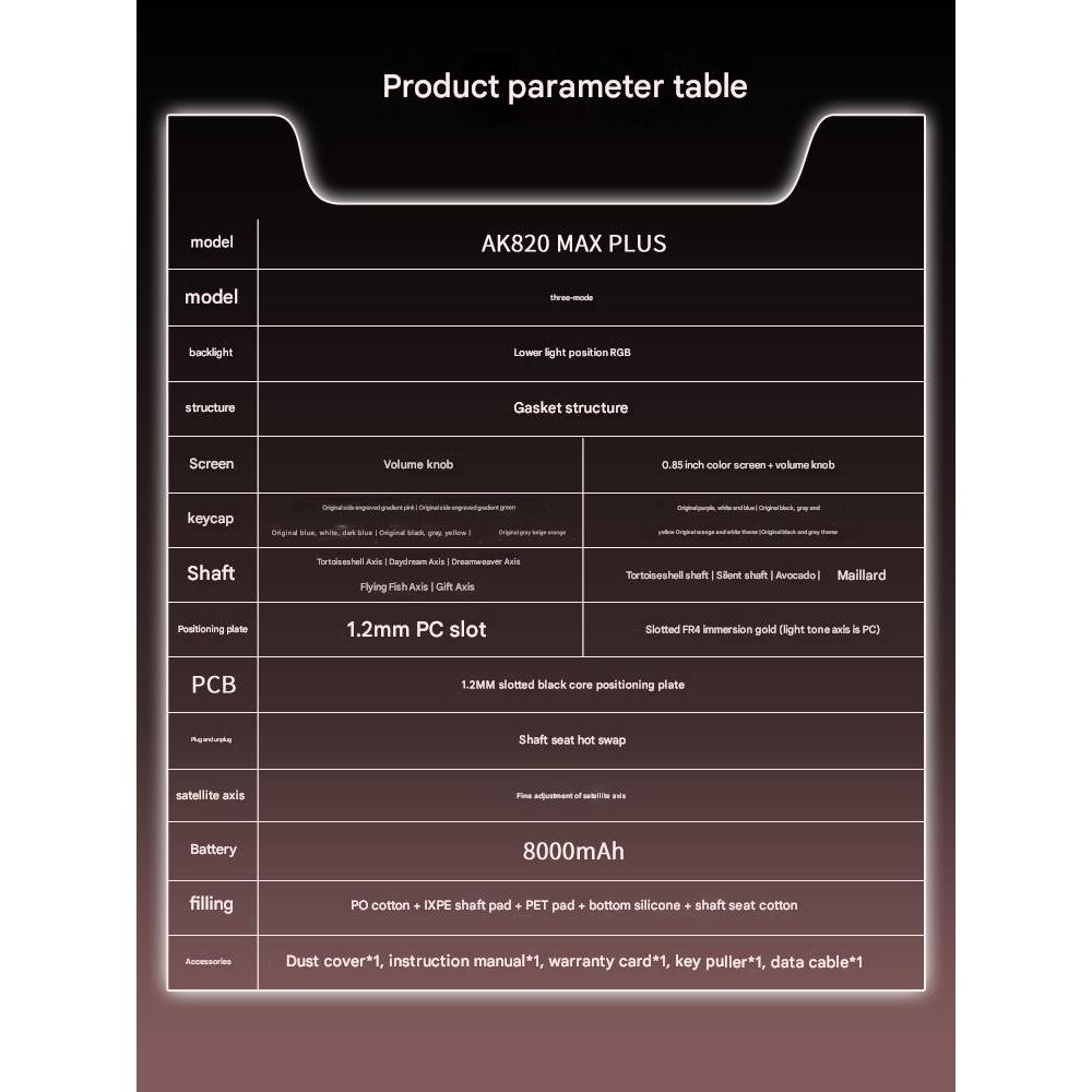 Bàn phím cơ không dây AJAZZ AK820 MAX PLUS - 3 mode kết nối - Led RGB - Màn hình TFT - Pin 8000mAh | BigBuy360 - bigbuy360.vn