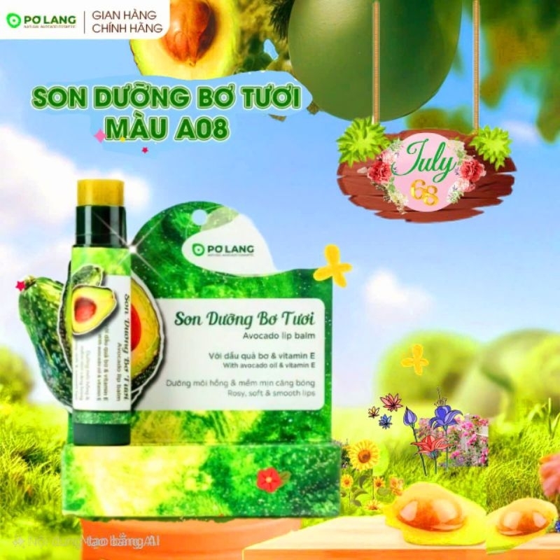 (SON A08) Son dưỡng  không màu A08 - Son dưỡng bơ PƠLANG - Dưỡng môi căng mọng.