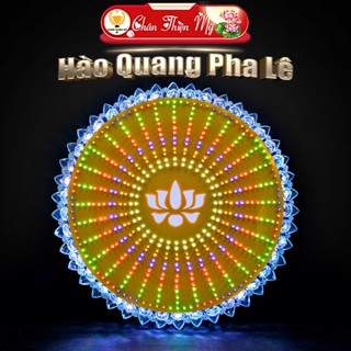 Đèn Thờ Hào Quang Led Viền Pha Lê Trang Trí Bàn Gia Tiên, Để Sau Lưng Tượng Phật CHÂN THIỆN MỸ