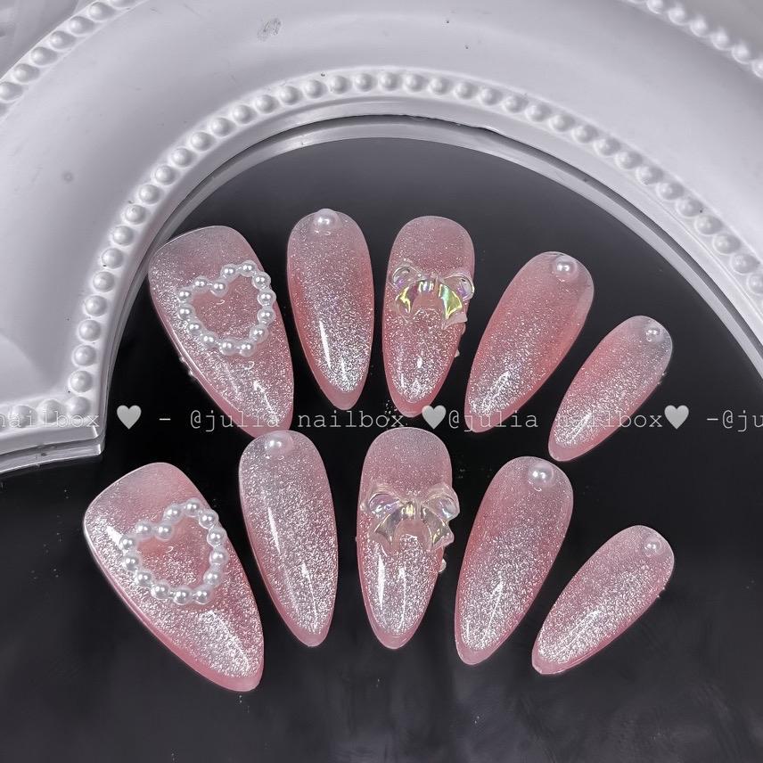 JuliaNailbox Mã T85 Móng tay giả thiết kế thủ công, sơn gel ( tặng kèm keo, miếng dán, dũa, bông lau