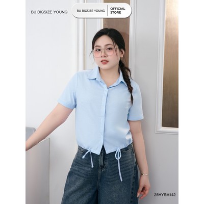 Sơ mi cổ sen dây rút BIGSIZE (55kg đến 95kg) –  25HYSM142 - [BU Bigsize Young]