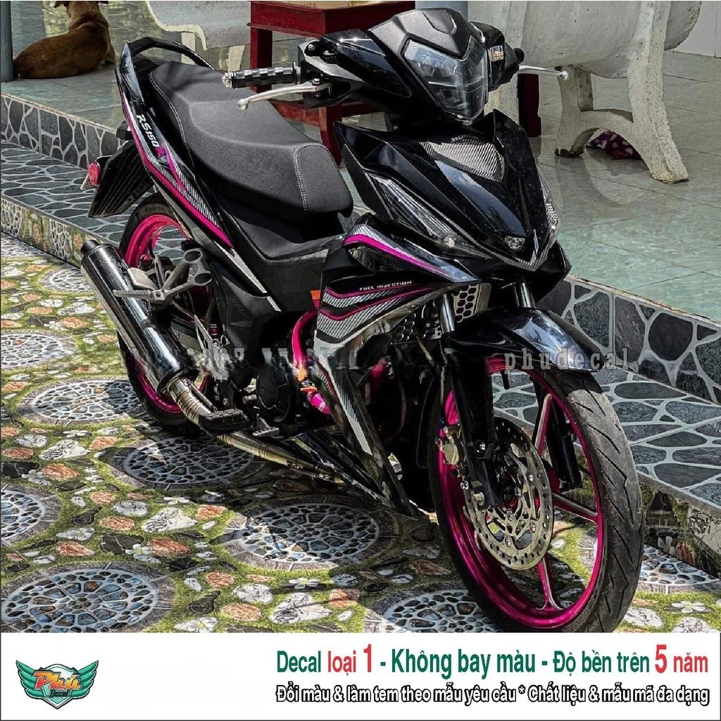 Tem rời Winner V1 đen hồng - Decal 3 lớp cao cấp, chống nước, không bay màu (H)