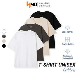 Áo Phông Trơn Nam H90 T Shirt Form Unisex Cổ Tròn Chất Thun Cotton 100% Dày Dặn Thấm Mồ Hôi TST02