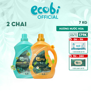 Thùng 02 chai Nước giặt xả 3in1 Lamy 3,5kg hương nước hoa thơm lâu làm sạch nhanh chuẩn Hàng Việt