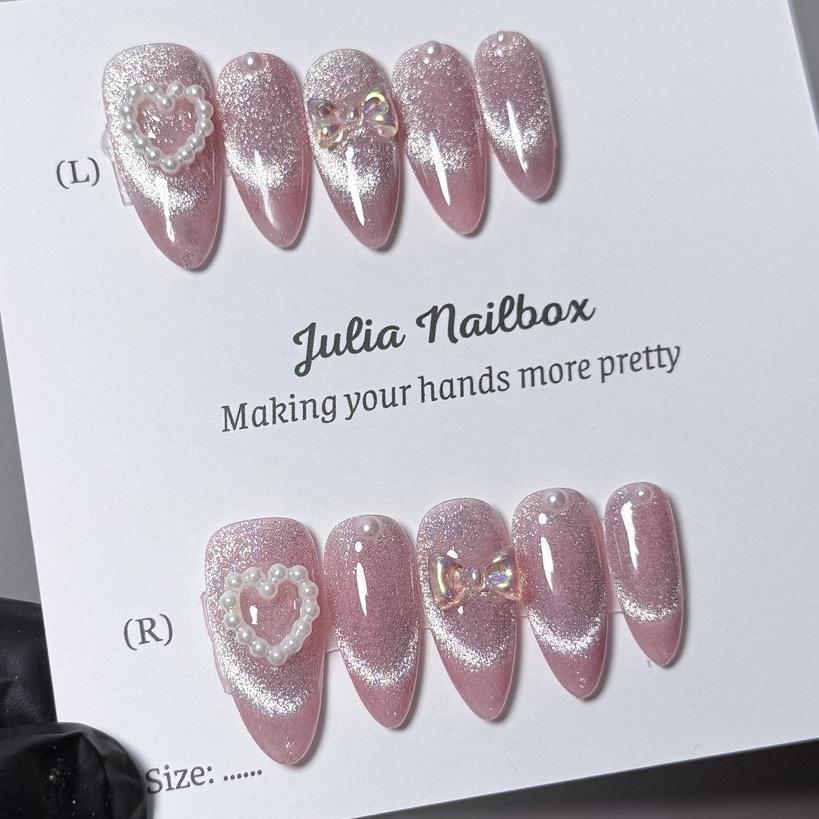 JuliaNailbox Mã T125 Móng tay giả thiết kế thủ công, sơn gel ( tặng kèm keo, miếng dán, dũa, bông la