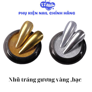 Bột tráng gương vàng bạc mịn bám móng lên màu đẹp hũ 0.5g.Phụ kiện nail chính hãng