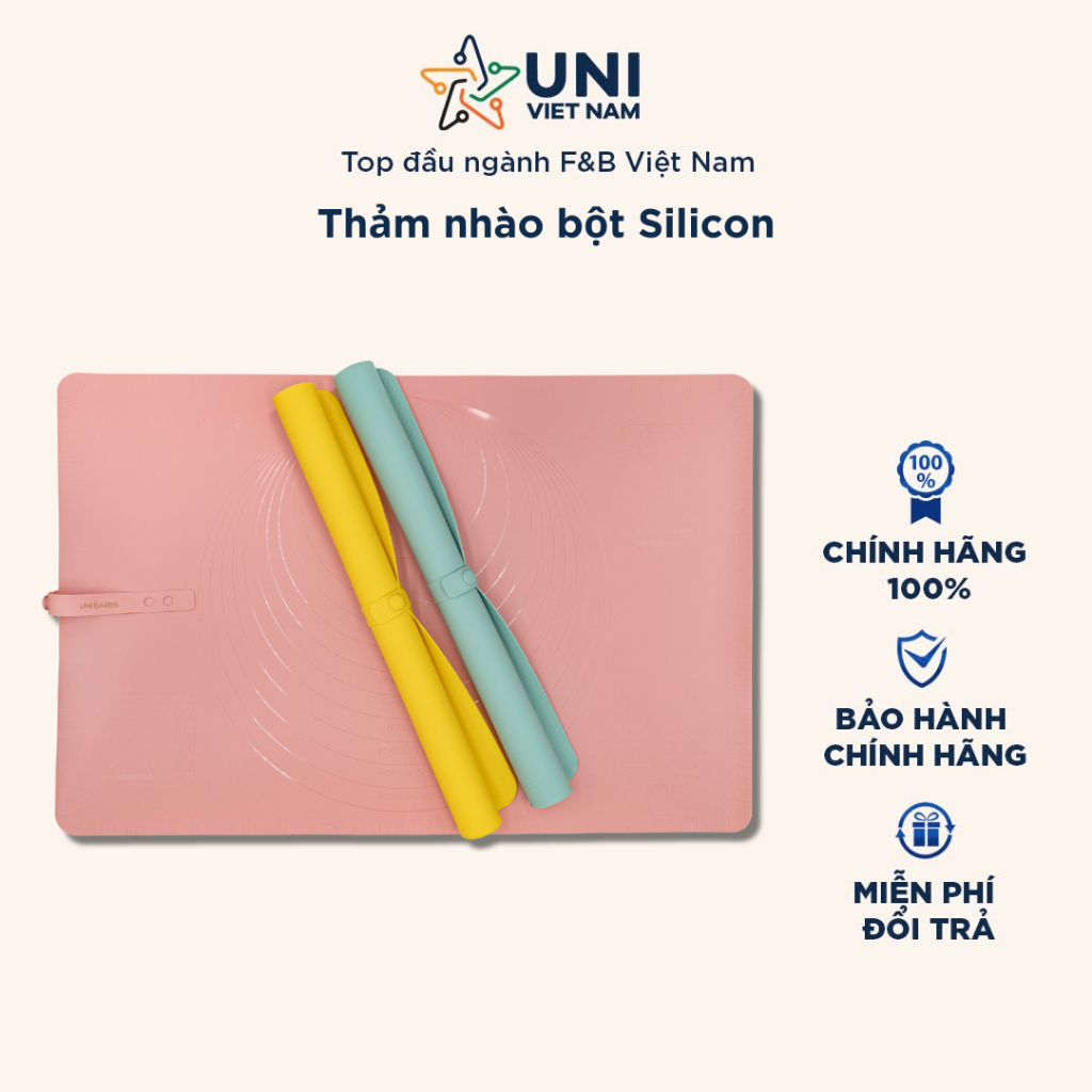Thảm nhào bột Silicon Unibaker MB037,có thể cuộn gọn dễ dàng cất giữ