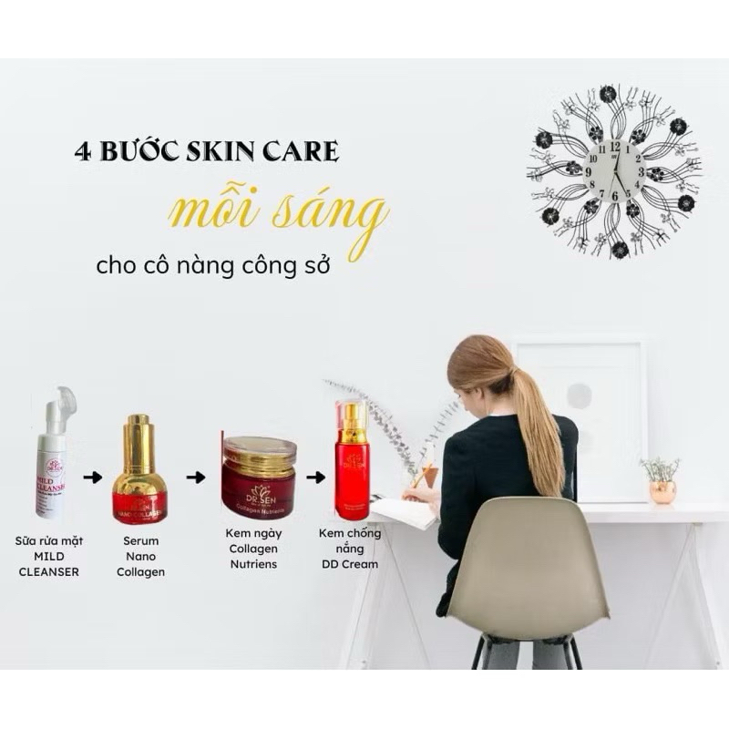 Bộ Skincare Cơ Bản Sửa Rửa Mặt-Serum-Kem Ngày -Kem Chống Nắng Dr Sen