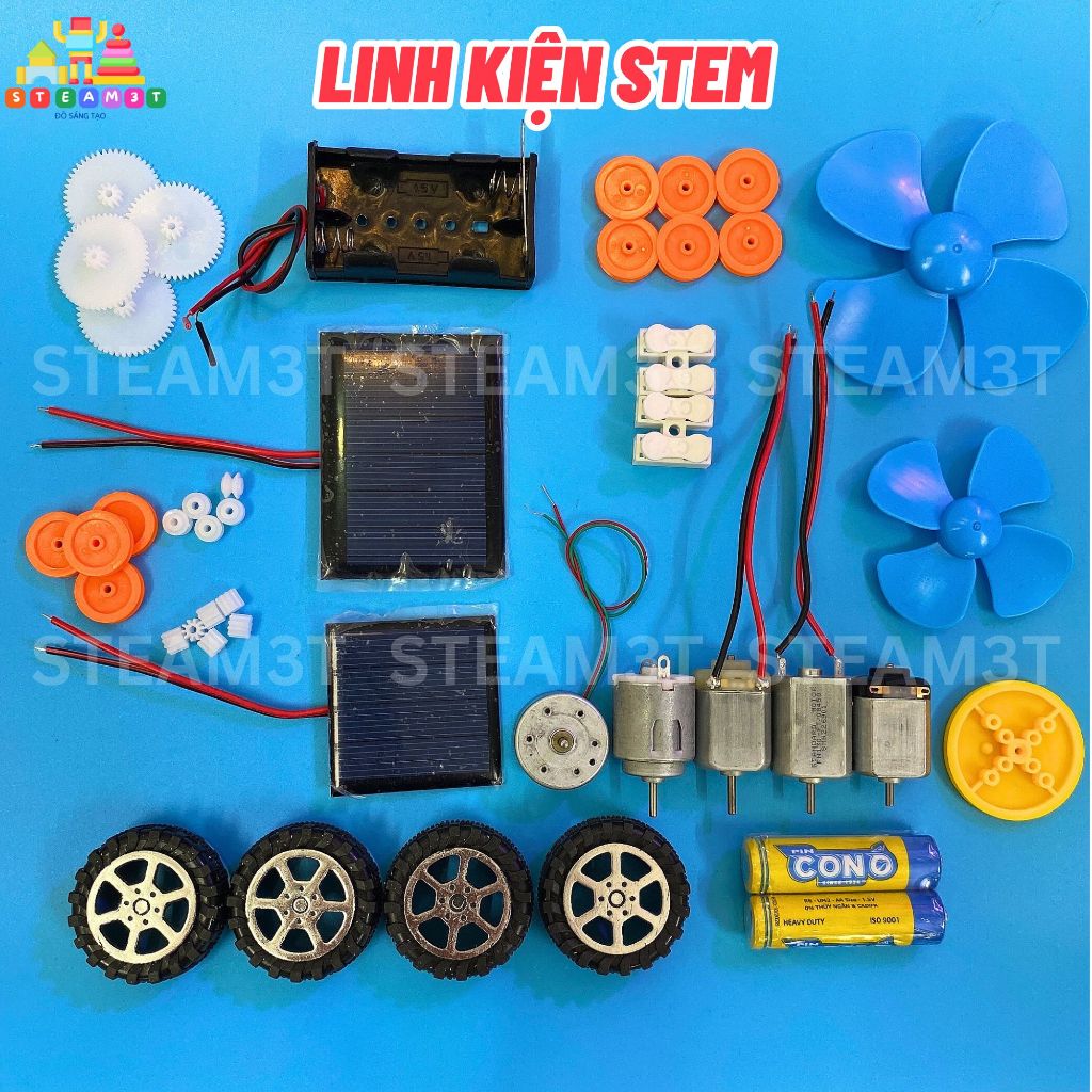 Linh Kiện STEM - Động Cơ, Bánh Xe, Hộp Pin