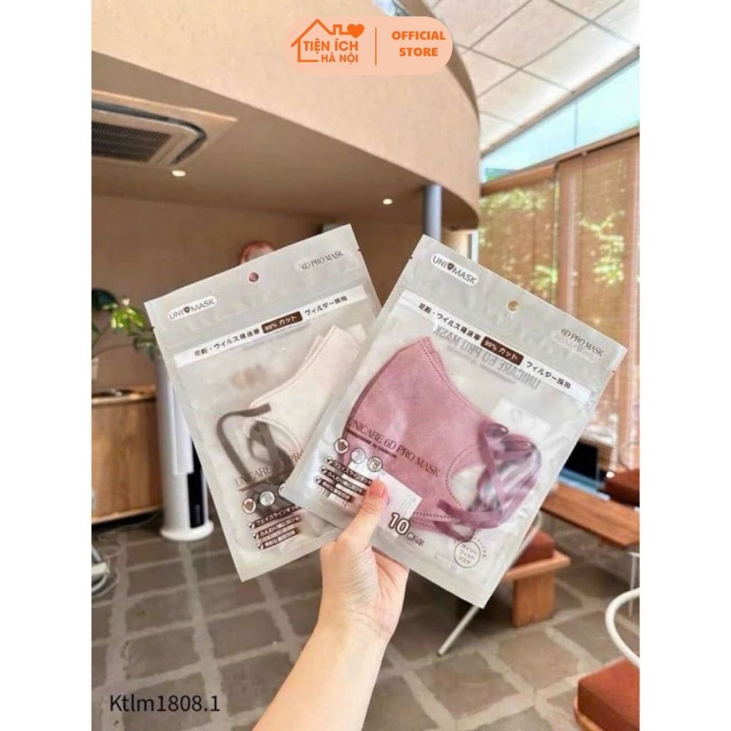 Túi 10 Chiếc Khẩu trang 6D UNICARE Pro Mask Khẩu trang 3 Lớp Kháng Khuẩn 6 Màu Thời Trang không đau tai, mềm mại