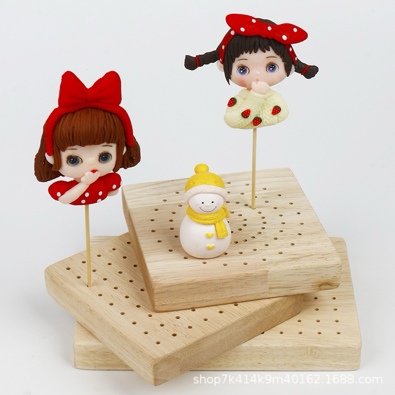 Đế gỗ đục lỗ cắm tượng đất sét/ hoa đất sét/ ứng dụng handmade