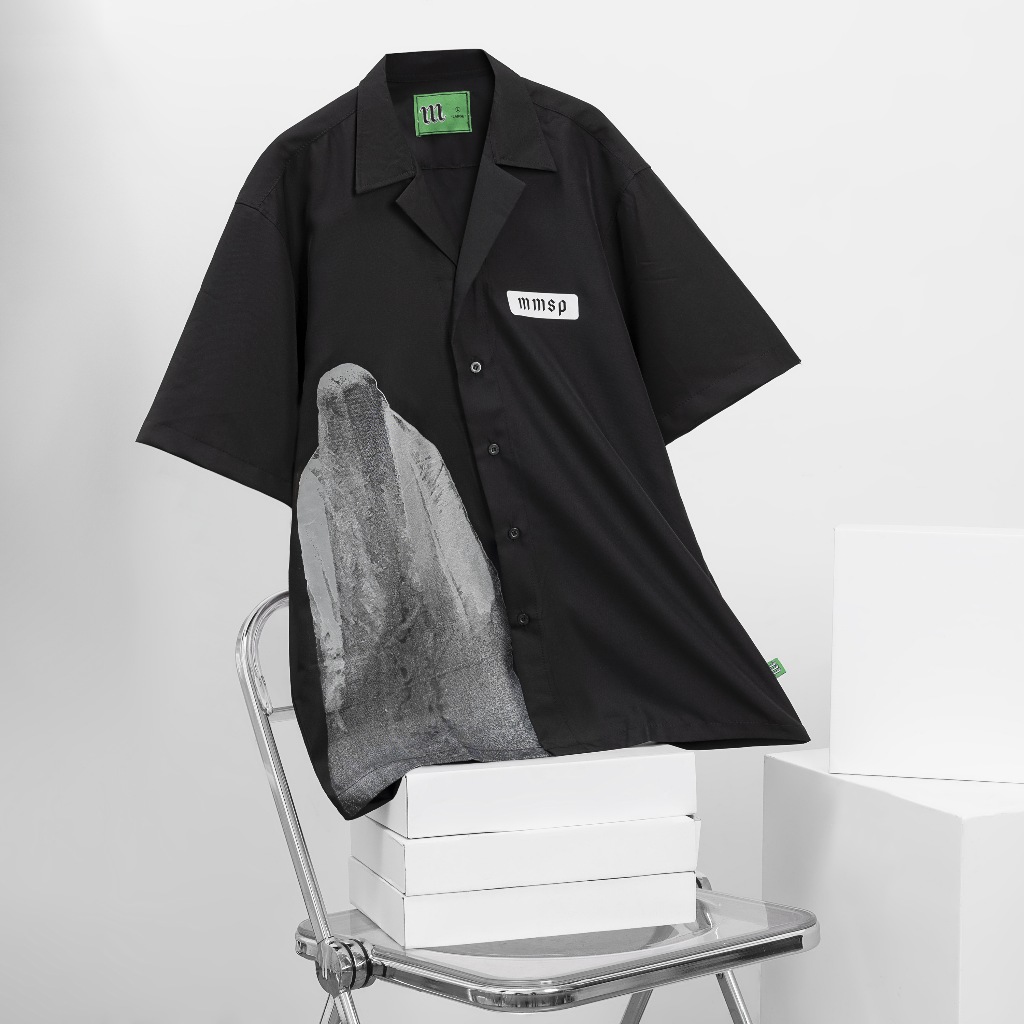 Sơ mi Unisex Nam Nữ NSN Store " GHOST " - 2 Màu - 3 Size - Vải Lụa Cao Cấp Không Nhăn Mềm Mịn Mát