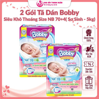  Tã Dán Bobby Siêu Khô Thoáng - Tã Dán Sơ Sinh Size NB70+4 Miếng Cho Bé Sơ Sinh Đến 5 Kg - Kho Bỉm Thanh Ngân 